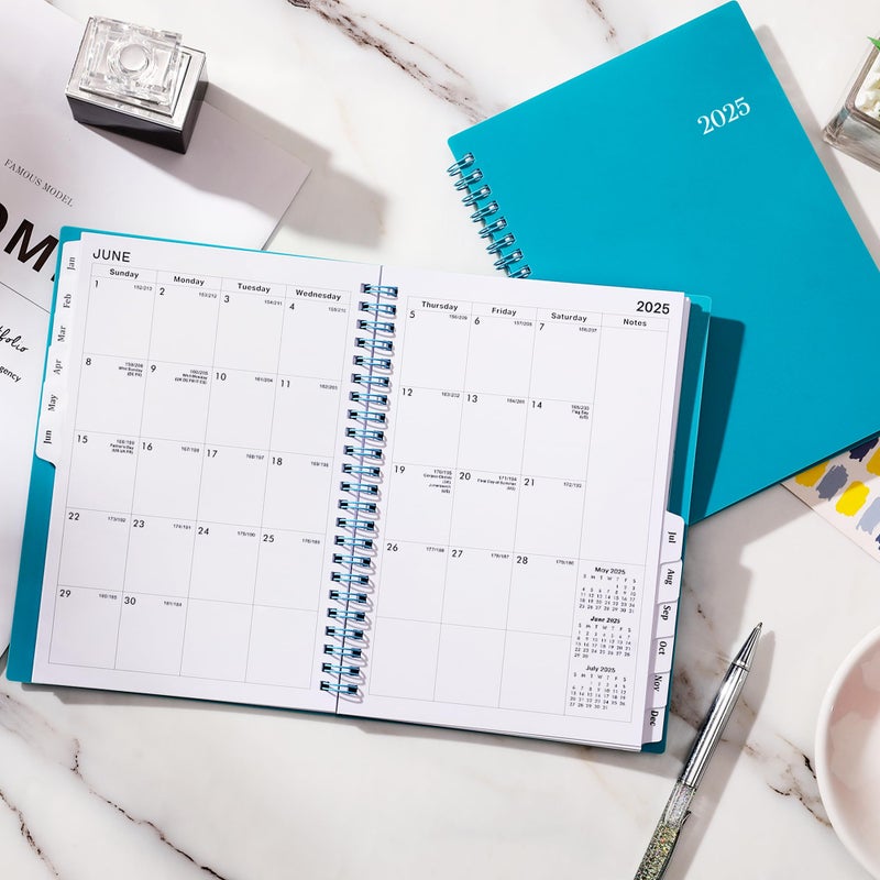 Vondafe 2025 Planner - Planner/Calendar 2025, Jan.2025 - Dec.2025, 2025 Planner Weekly and Monthly with Tabs, 2025 Calendar with Flexible Cover, A5 Thick Paper, Twin-Wire Binding, Aqua Green - Image 2